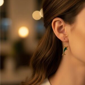 Vintage Y2K Napier Dolphin Gold-tone & Green Earings